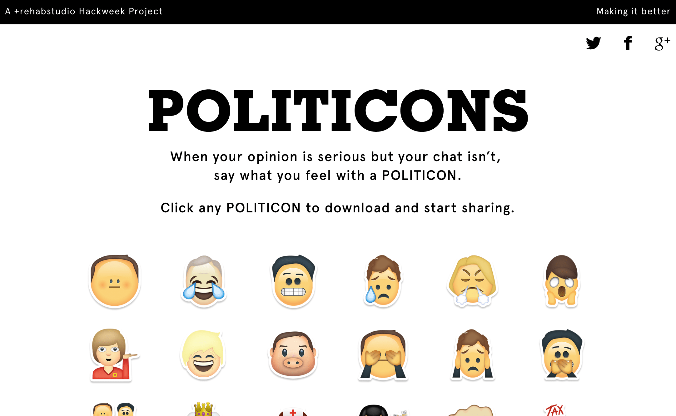 Screenshot of Politicons site